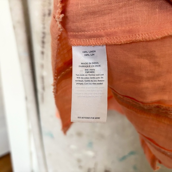 Faherty Honokaia Smocked 100% Linen Blouse - Picture 3 of 5